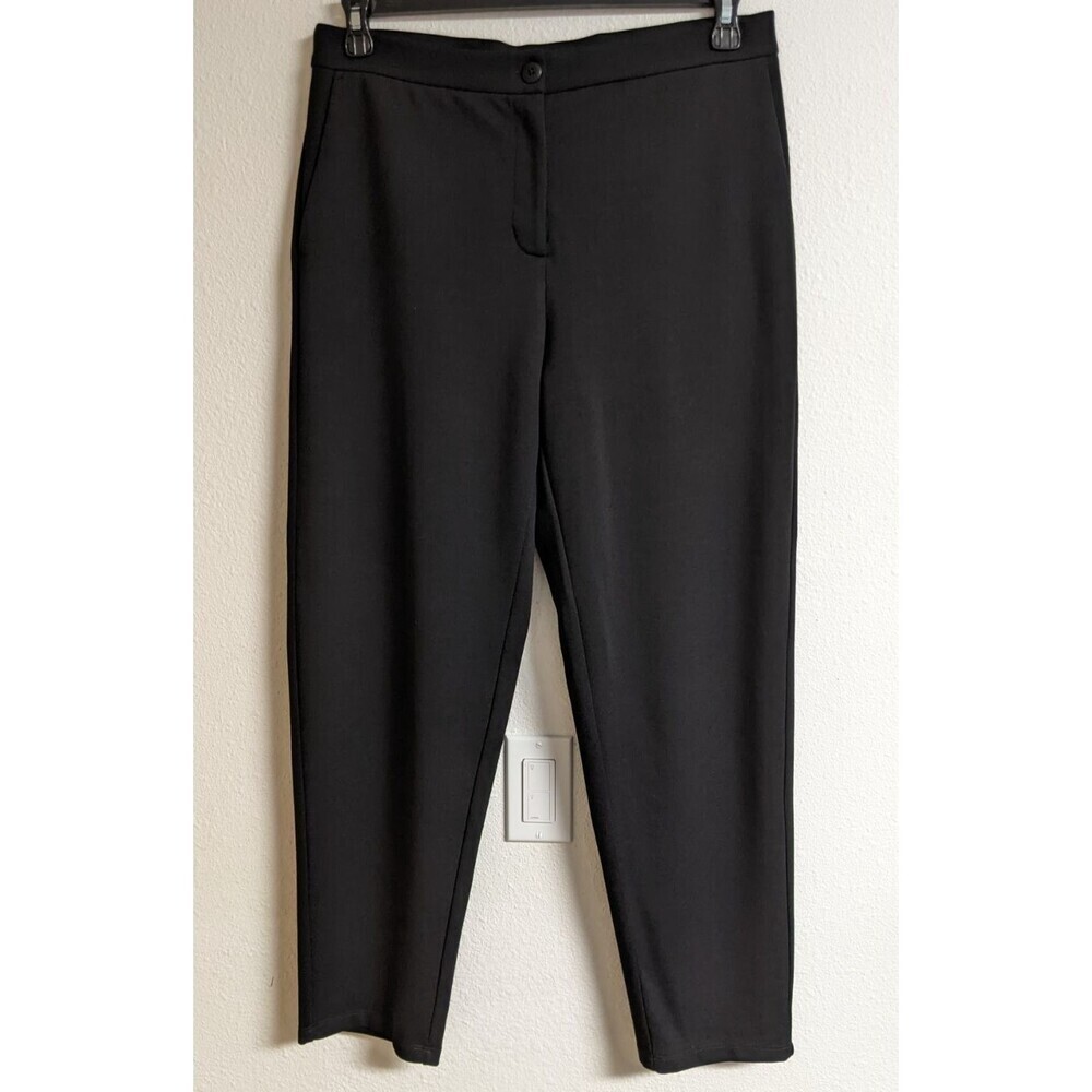 EILEEN FISHER Black Tencell Knit Wide Straight Leg Classic Pants M EXCELLENT!